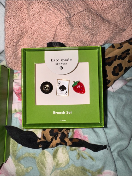 kate spade Accessories - kate spade Kids Brooch Set – Red Strawberry, Black, White
